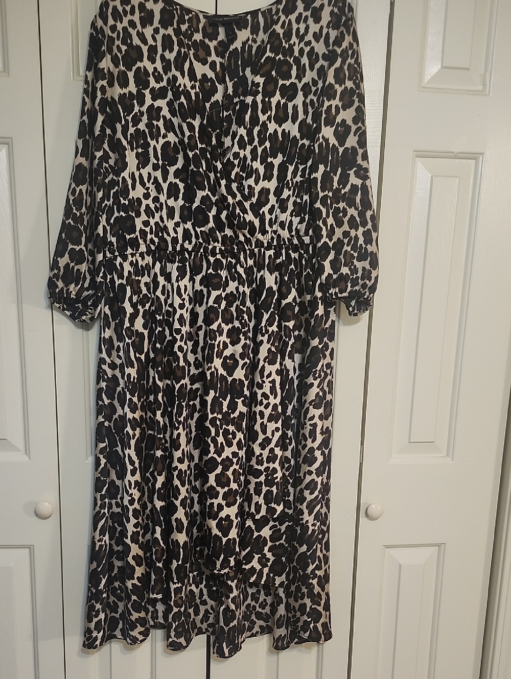 Lane Bryant Black and Cream Leopard Midi Dress
